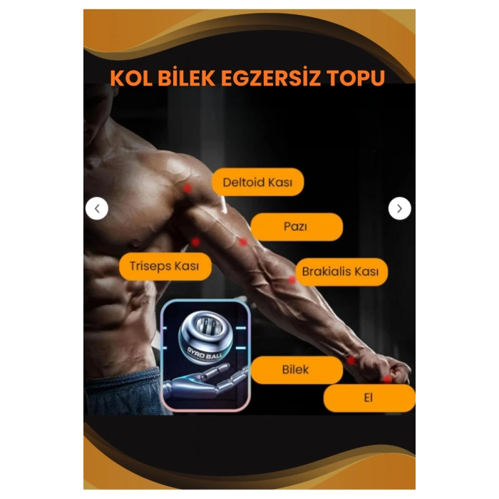 Gyro Ball El Bilek Egzersiz Topu Kol Kuvvet Güç Topu Powerball Kas Geliştirici