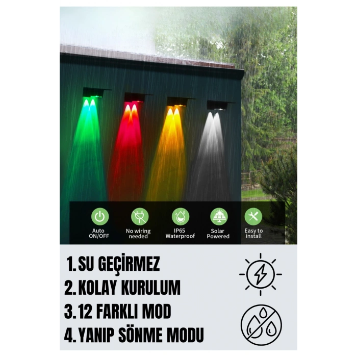 Yeni Model Solar Bahçe Aydınlatması Güneş Enerjili Duvar Lambası Merdiven Veranda Dekoratif Aplik