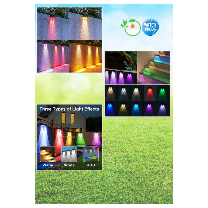 Yeni Model Solar Bahçe Aydınlatması Güneş Enerjili Duvar Lambası Merdiven Veranda Dekoratif Aplik