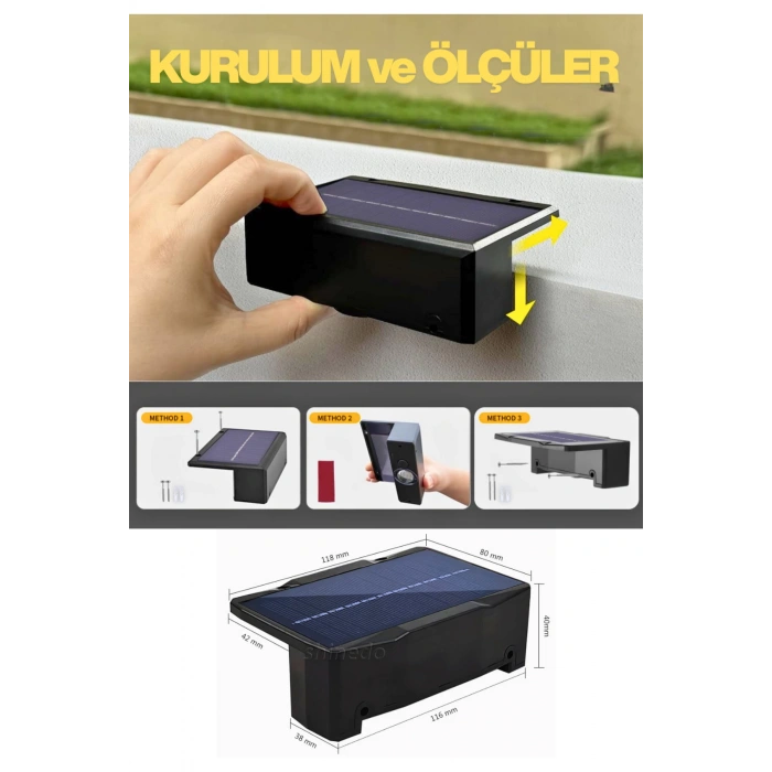 Yeni Model Solar Bahçe Aydınlatması Güneş Enerjili Duvar Lambası Merdiven Veranda Dekoratif Aplik