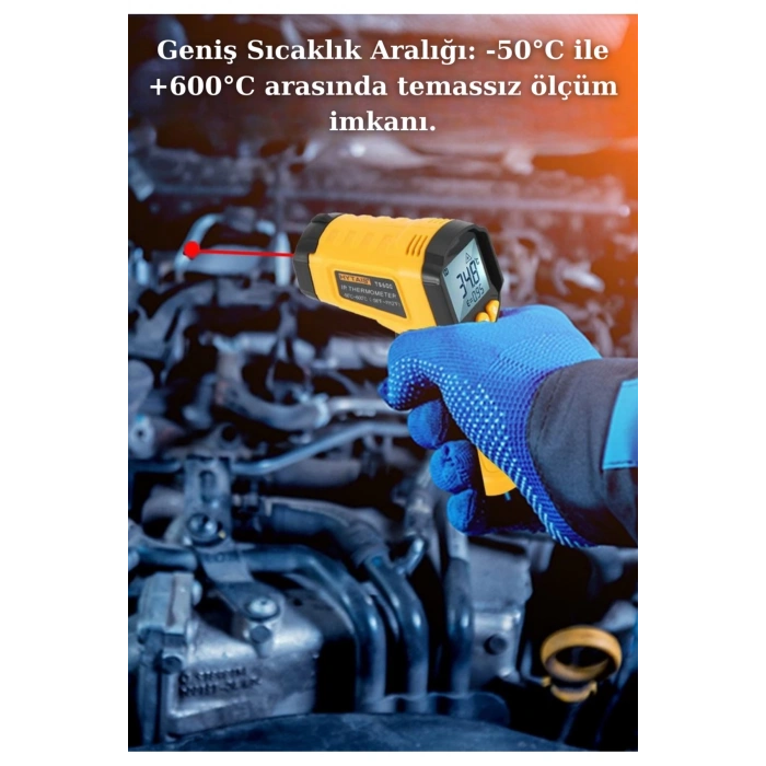 Lazer Odaklı Kızılötesi -50/+600°C Endüstriyel Katı-Sıvı Sıcaklık Ölçer İnfrared Termometre