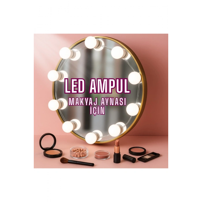 10lu Makyaj Masası Banyo Aynası Giyim Odası Aydınlatma Hollywood Nostaljik Led Lamba Ayna Hariç