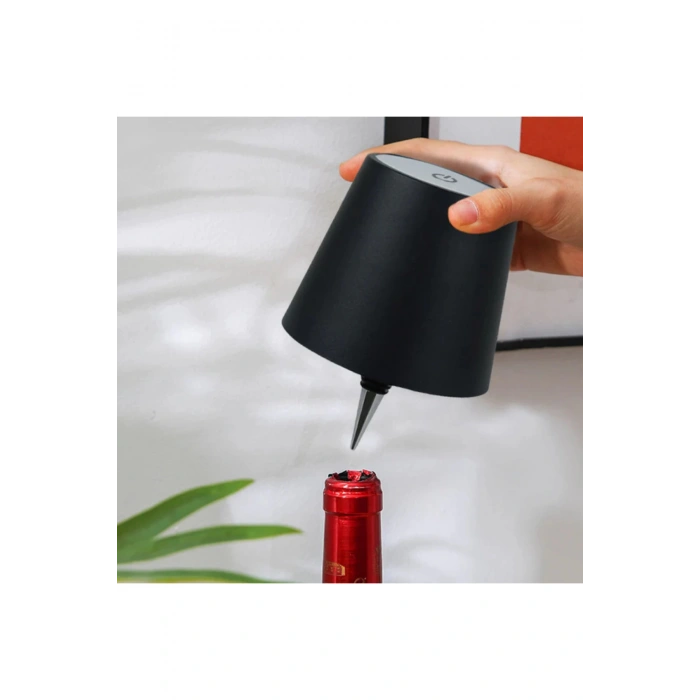 Kablosuz Şişe Lambası - Şarjlı Abajur Masa Işığı Dokunmatik Şişe İçin LED SİYAH Parlaklık