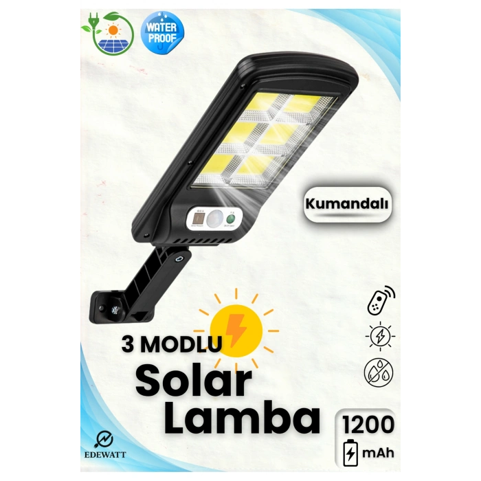 Solar Güneş Enerjili Led Bahçe Aydınlatması Hareket Sensörlü 3 Modlu Dış Mekan Aydınlatma