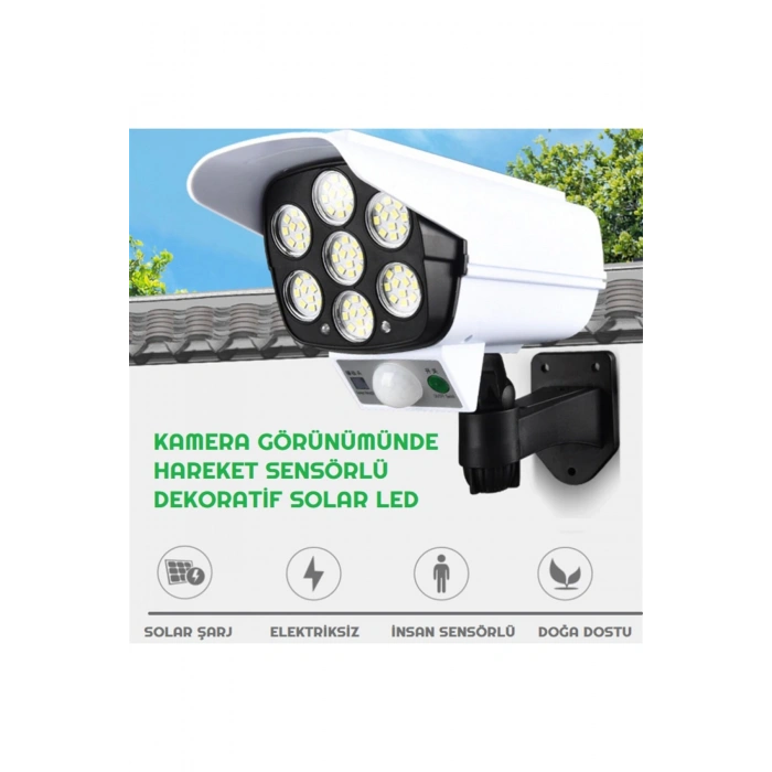 Kamera Görünümlü SOLAR LED Lamba Güneş Enerjilli Su Geçirmez Uzaktan Kumandalı