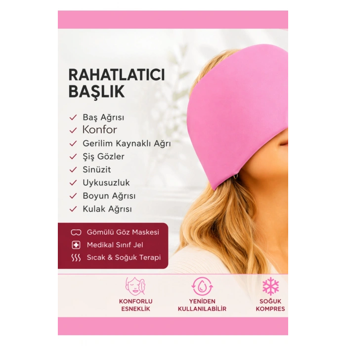 Baş Ağrısı Giderici Bandaj| Sıcak & Soğuk Kompres Şapka | Termo Jel Rahatlatıcı Esnek