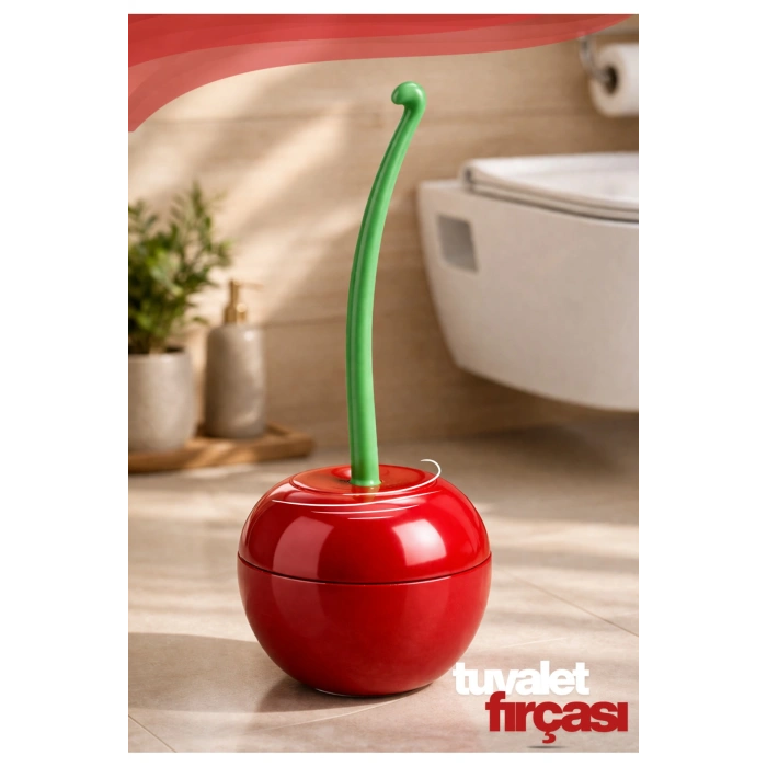 Dekoratif Kiraz Şeklinde Tuvalet Fırçası Plastik WC Klozet Fırçası Hijyenik