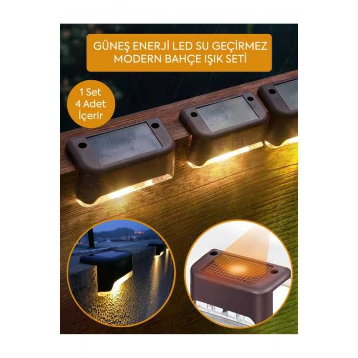 2 Adet L Solar Led Güneş Enerjili Su Geçirmez Köşebent Led Işık Merdiven Veranda Bahçe Aydınlatma