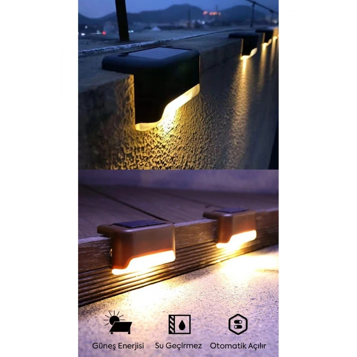 2 Adet L Solar Led Güneş Enerjili Su Geçirmez Köşebent Led Işık Merdiven Veranda Bahçe Aydınlatma