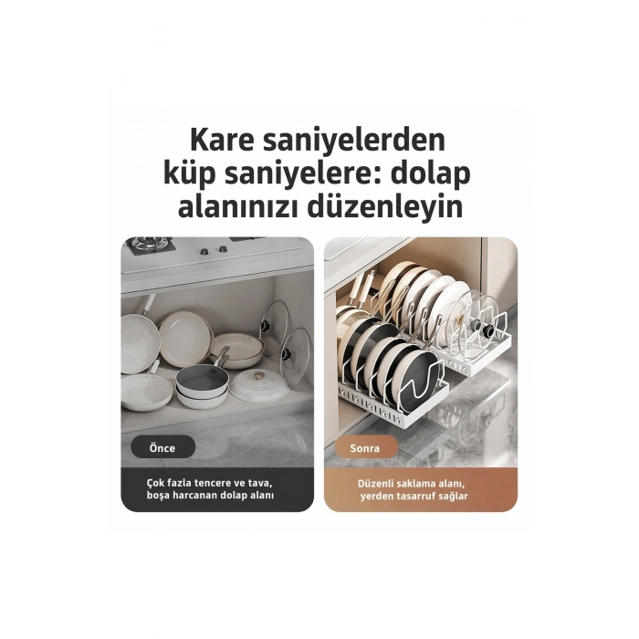 Çok Amaçlı Raylı Mutfak Araçları Düzenleyici Tava,Tencere, Baharatlık ve Tezgah Altı,Üstü Organizer
