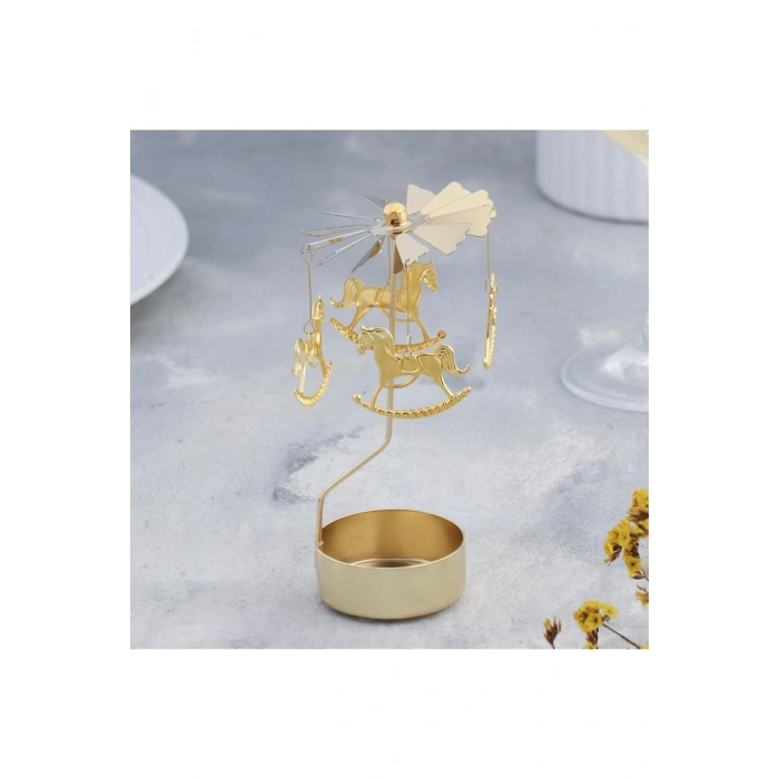 Dekoratif Isı ile Dönen Mumluk Gold Metal Ev Dekoru Atlı Karınca Hediyelik Şık Tasarım