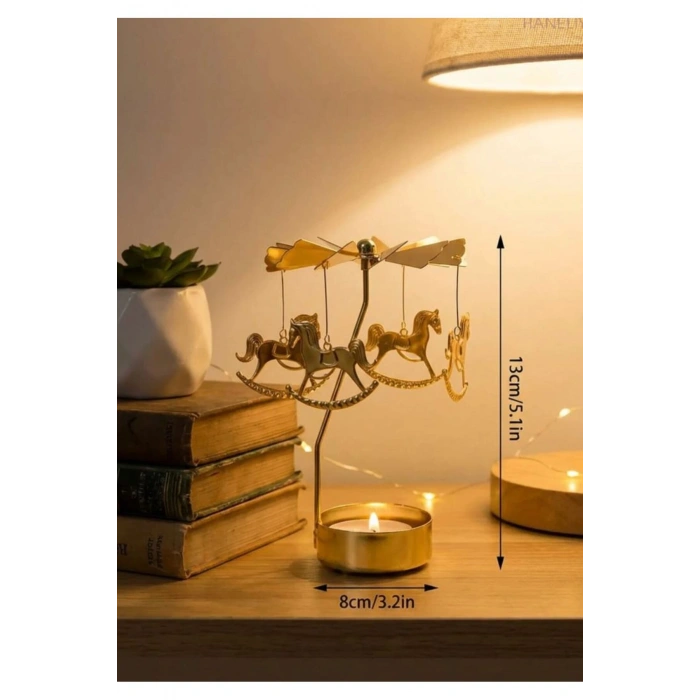 Dekoratif Isı ile Dönen Mumluk Gold Metal Ev Dekoru Atlı Karınca Hediyelik Şık Tasarım