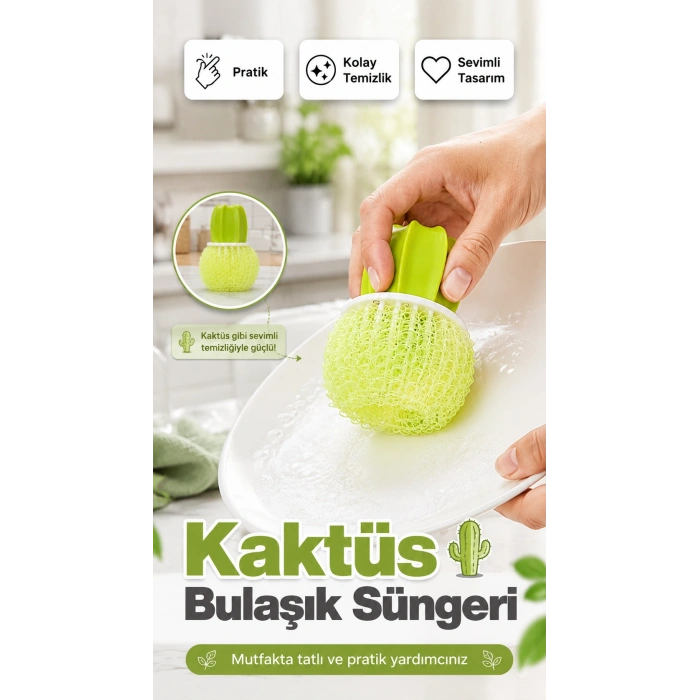 Kaktüs Şeklinde Bulaşık Fırçası Dayanıklı Pratik