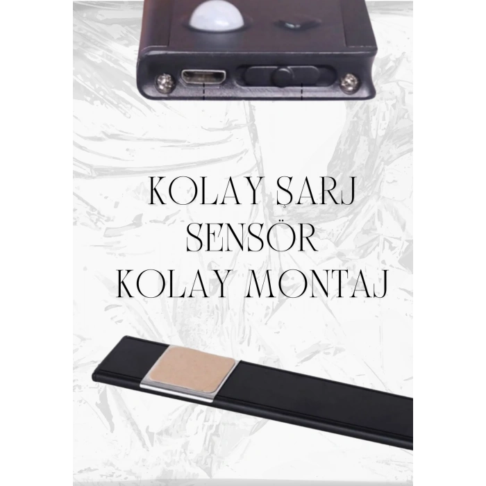 Sensörlü Şarjlı Dekoratif Gece Lambası Mutfak 3 Farklı Işık Rengi 40cm ŞERİT LED