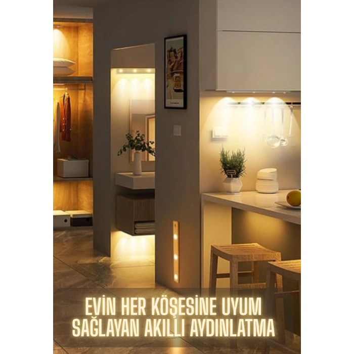 Sensörlü Şarjlı Dekoratif Gece Lambası Mutfak 3 Farklı Işık Rengi 40cm ŞERİT LED