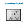 Dijital Duvar Saati Termometre Sıcaklık Ve Nem Ölçer Masa Saati Alarm LCD Ekran Duvara Takılır BEYAZ