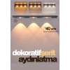 Sensörlü Şarjlı Dekoratif Gece Lambası Mutfak Geçmeli 3 Farklı Işık Renkgi 40cm ŞERİT LED
