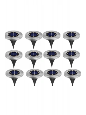 12 Adet 8 Led’li Gömme Solar Güneş Enerjili Zemin Yol Bahçe Aydınlatma Spot Lambası Su Geçirmez
