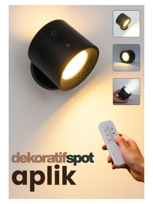 Mıknatıslı Uzaktan Kumandalı Çift Taraflı Duvar Aplik LED Aydınlatma 3 Renk USB Şarjlı