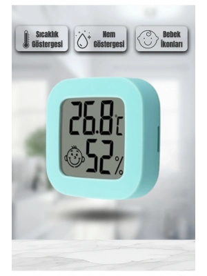 Mini Akıllı Sıcaklık Nem Ölçer LCD Oda Termometre Duvara Takılabilen Masaüstü Isı Göstergesi YEŞİL