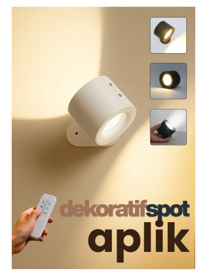 Mıknatıslı Uzaktan Kumandalı Çift Taraflı Duvar Aplik LED Aydınlatma 3 Renk USB Şarjlı
