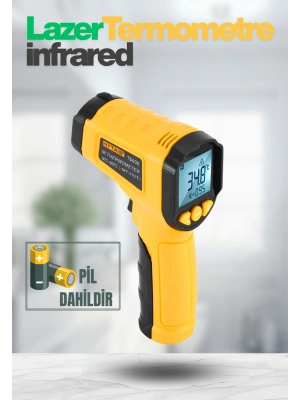 Lazer Odaklı Kızılötesi -50/+600°C Endüstriyel Katı-Sıvı Sıcaklık Ölçer İnfrared Termometre