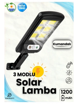 Solar Güneş Enerjili Led Bahçe Aydınlatması Hareket Sensörlü 3 Modlu Dış Mekan Aydınlatma