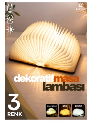 Kitap Şeklinde Masa Lambası 3 Renk Usb Şarj Edilebilir