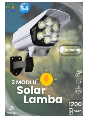 Kamera Görünümlü SOLAR LED Lamba Güneş Enerjilli Su Geçirmez Uzaktan Kumandalı
