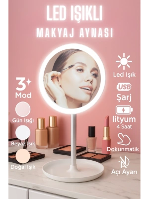 Dokunmatik Led Işıklı Usb Li Yuvarlak Masa Üstü Makyaj Aynası Makyaj Aynası Ledli