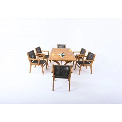 Henrick 6 Kişilik Masalı Takım Koyu Gri