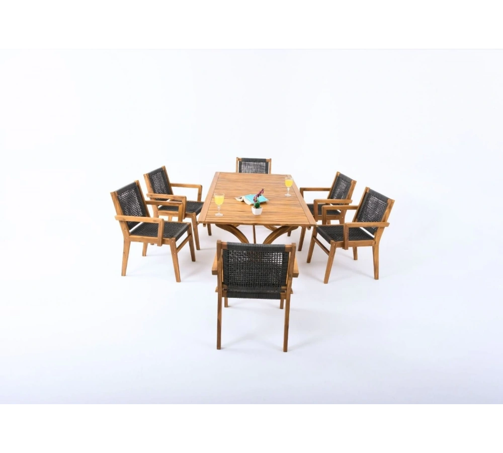 Henrick 6 Kişilik Masalı Takım Koyu Gri