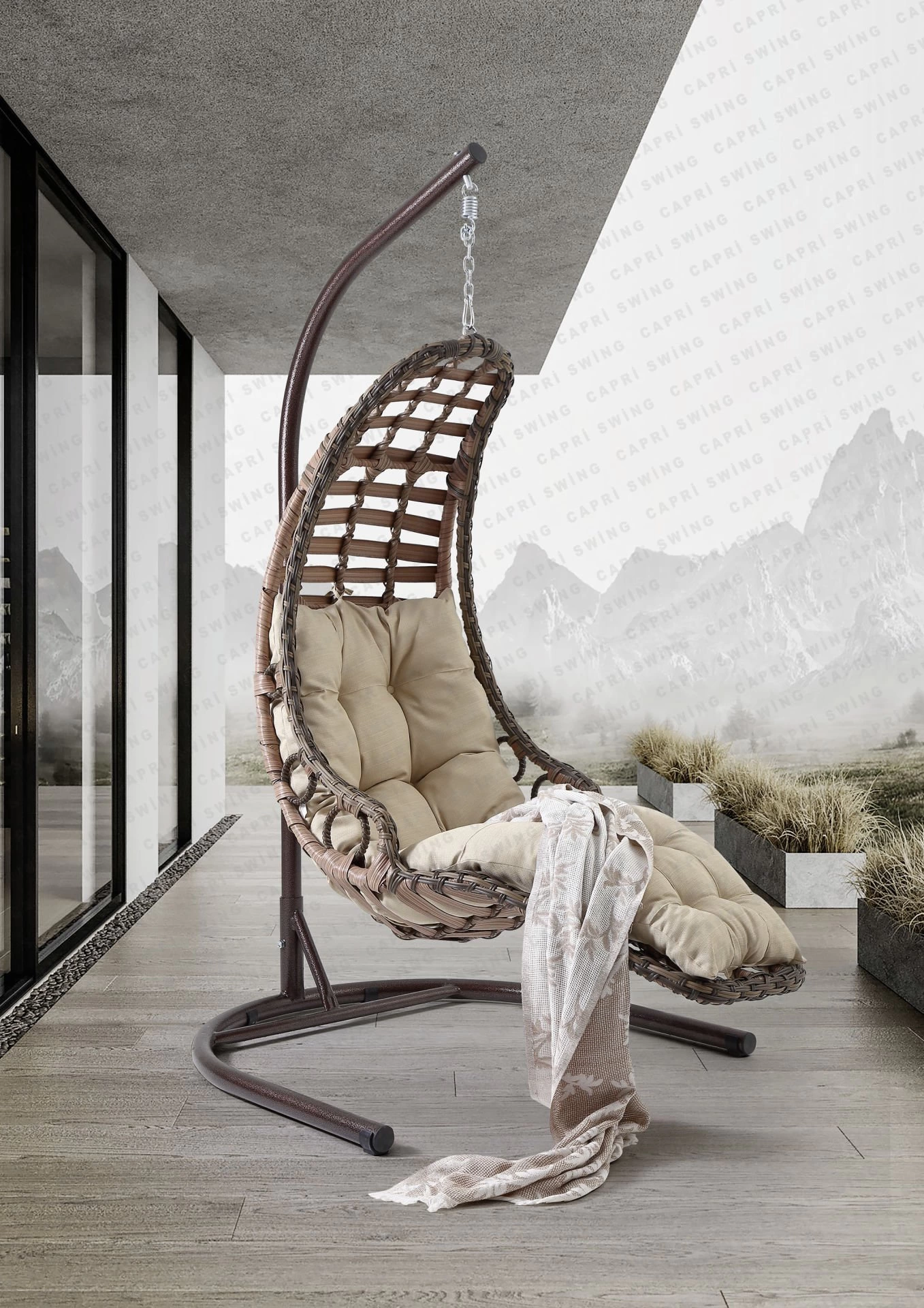 Capri Swing Bodrum Tekli Rattan Bahçe Ve Balkon Salıncağı