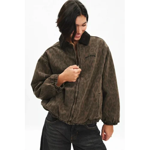 Leopar Bomber Unisex Ceket Oversize Mevsimlik Kaban