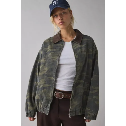 Kamuflaj Desenli Oversize Unisex Bomber Ceket