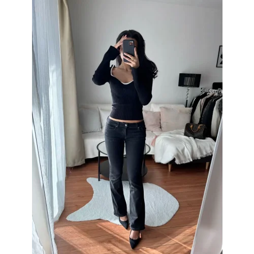 Siyah Bootcut Pantolon