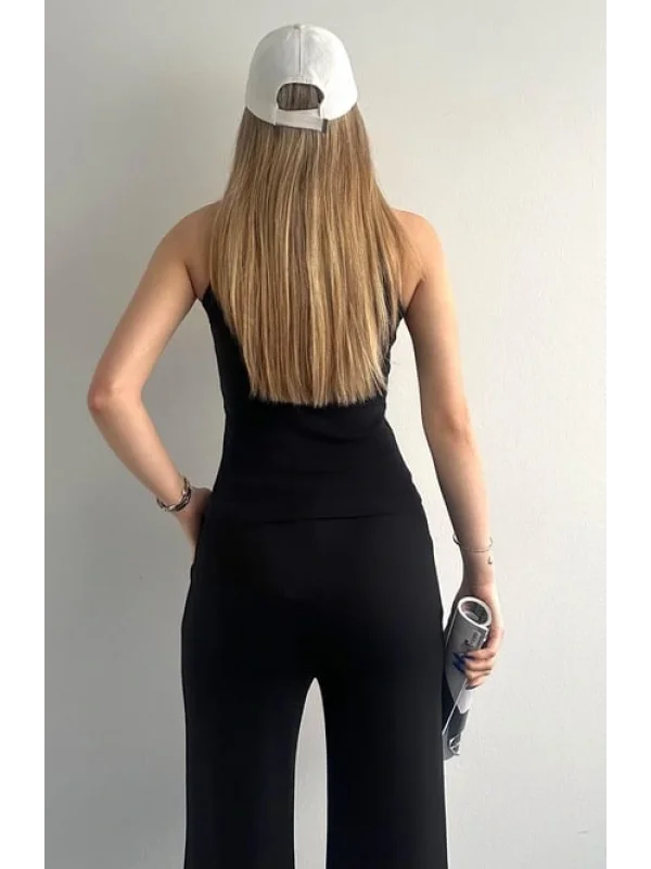 AO Yazılı Fitilli Kadın Spor Atlet Günlük ve Şık Kombinler İçin