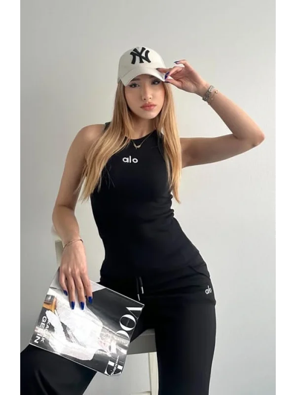 AO Yazılı Fitilli Kadın Spor Atlet Günlük ve Şık Kombinler İçin