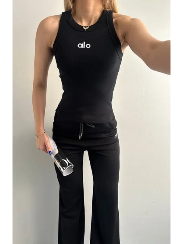 AO Yazılı Fitilli Kadın Spor Atlet Günlük ve Şık Kombinler İçin