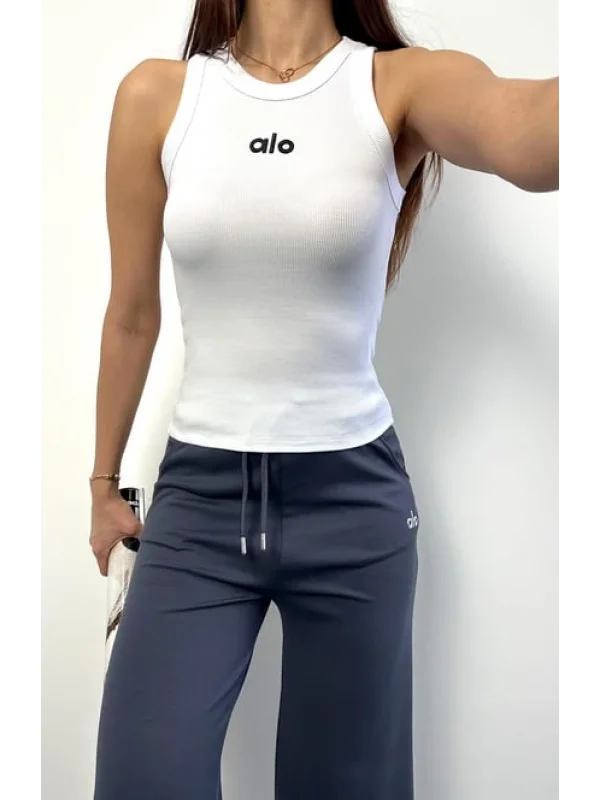 AO Yazılı Fitilli Kadın Spor Atlet Günlük ve Şık Kombinler İçin