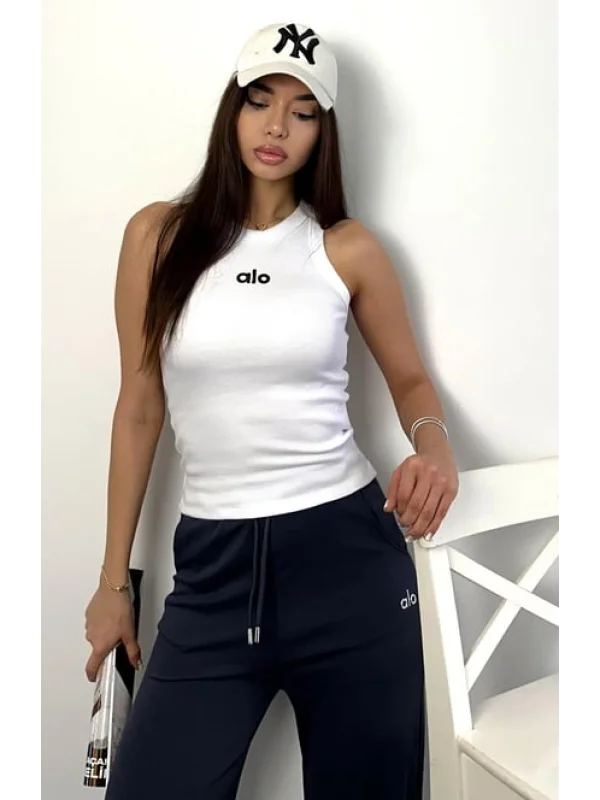 AO Yazılı Fitilli Kadın Spor Atlet Günlük ve Şık Kombinler İçin