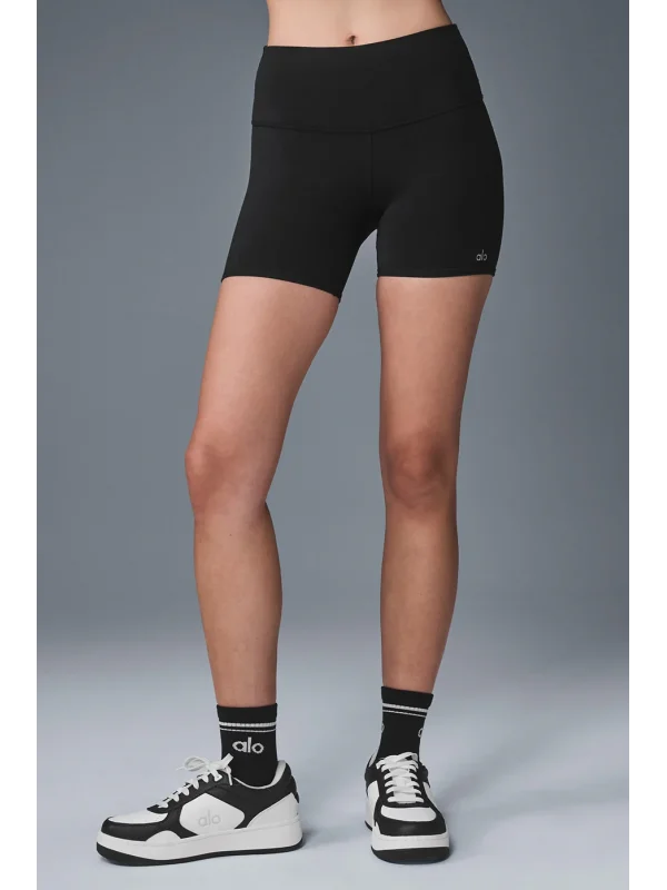 Kadın Yüksek Bel Toparlayıcı Spor Biker Şort 5 Diz Üstü Kesim