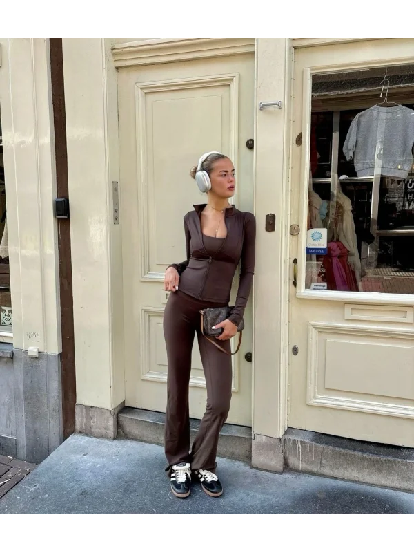 İspanyol Paça Tayt Pantolon Likralı Esnek Koşu Pantolonu