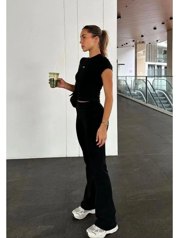 İspanyol Paça Tayt Pantolon Likralı Esnek Koşu Pantolonu