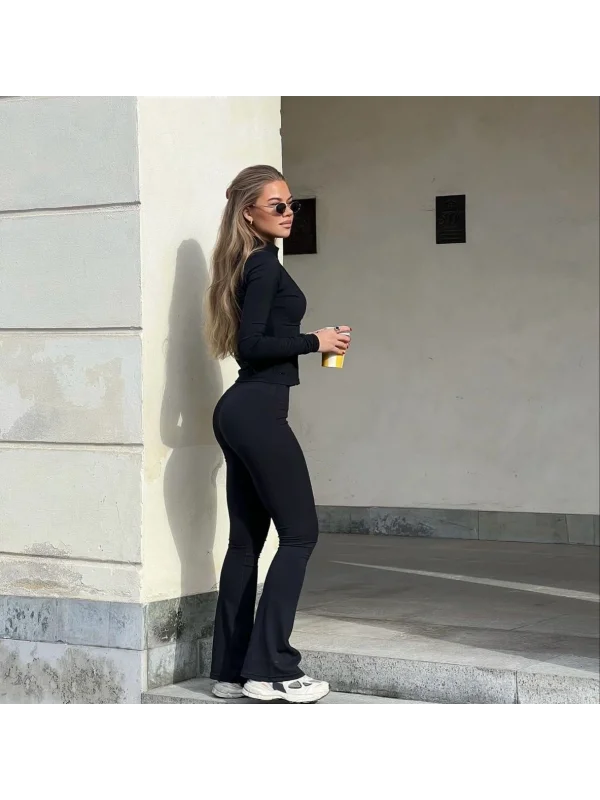 İspanyol Paça Tayt Pantolon Likralı Esnek Koşu Pantolonu