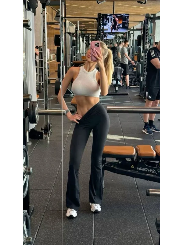 İspanyol Paça Tayt Pantolon Likralı Esnek Koşu Pantolonu