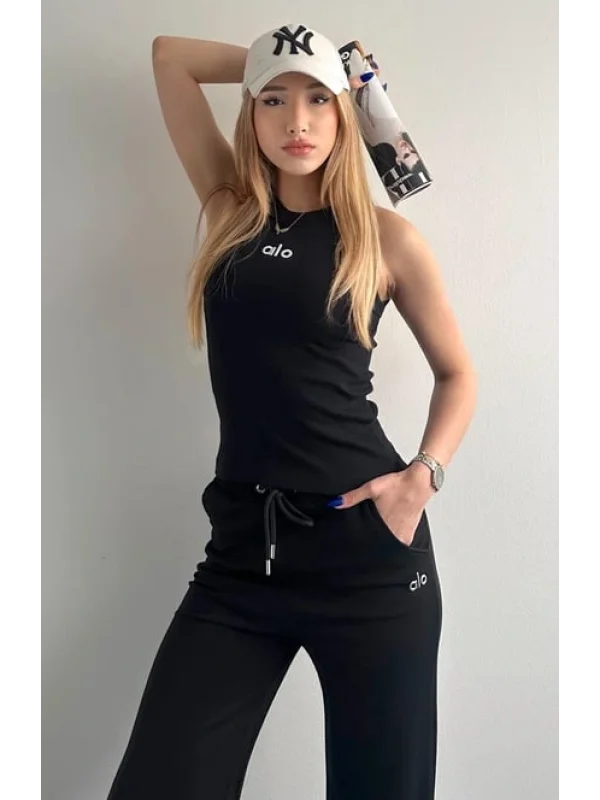 Ao Baskılı Modal Lastikli Yazı Baskılı Bol Paça Eşofman Altı Pantolon