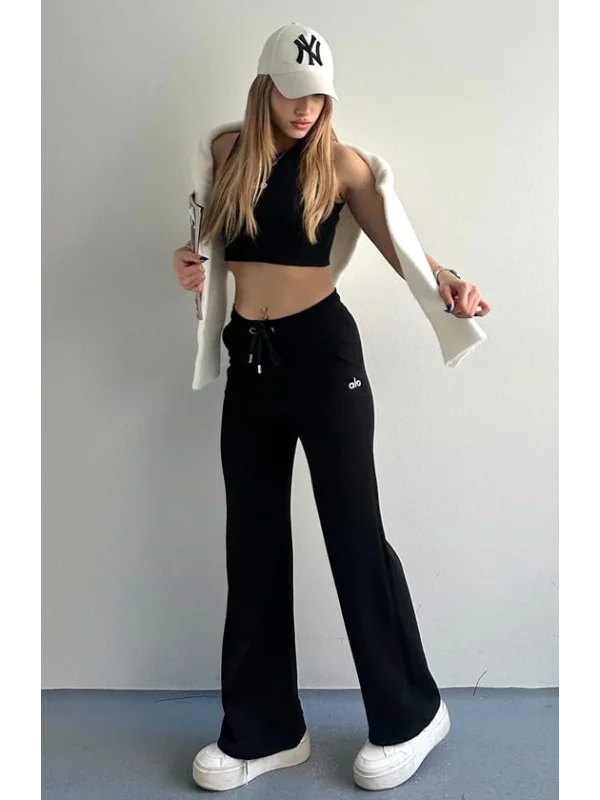 Ao Baskılı Modal Lastikli Yazı Baskılı Bol Paça Eşofman Altı Pantolon