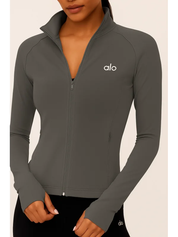 Ao Baskılı Uzun Kollu Modal Spor Koşu & Yoga Ceketi