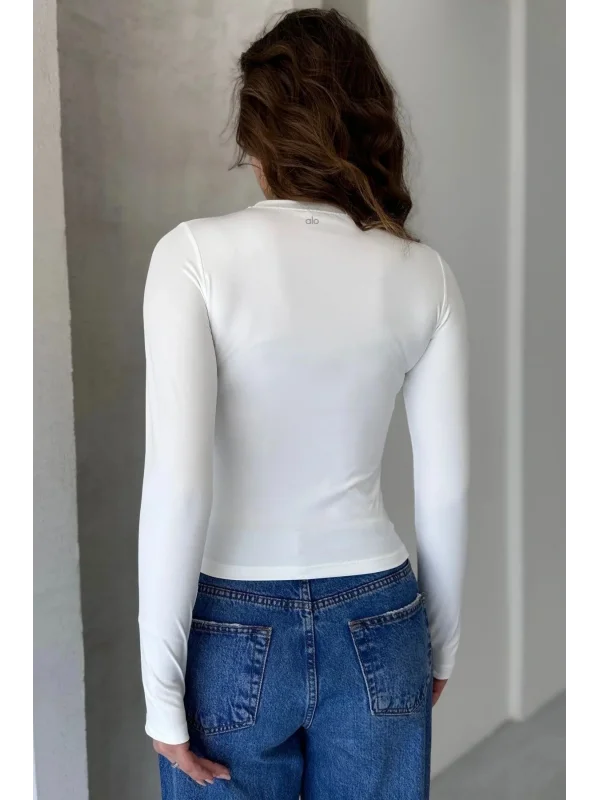 AO Bisiklet Yaka Parmak Detaylı Uzun Kollu Esnek Spor T-Shirt Body